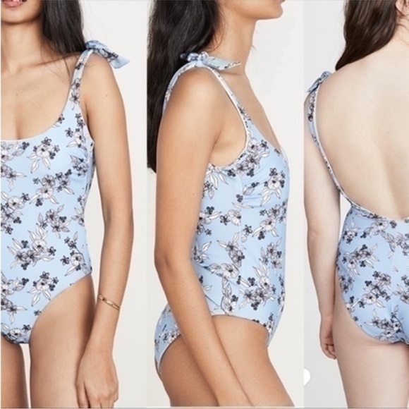 Veronica Beard Other - Veronica Beard Blue Floral Tie Strap One Piece Swimsuit Size XS